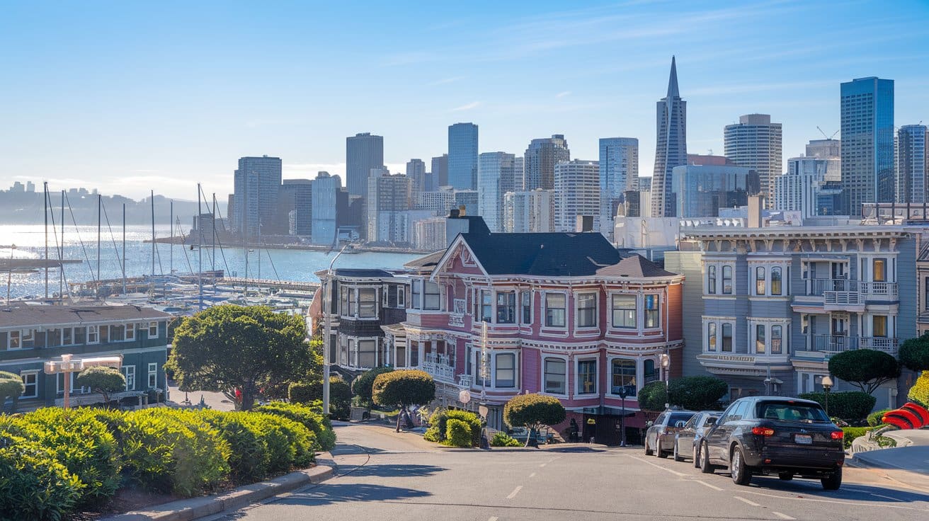 Trenchless sewer repair services available in San Francisco's iconic neighborhoods with skyline view.