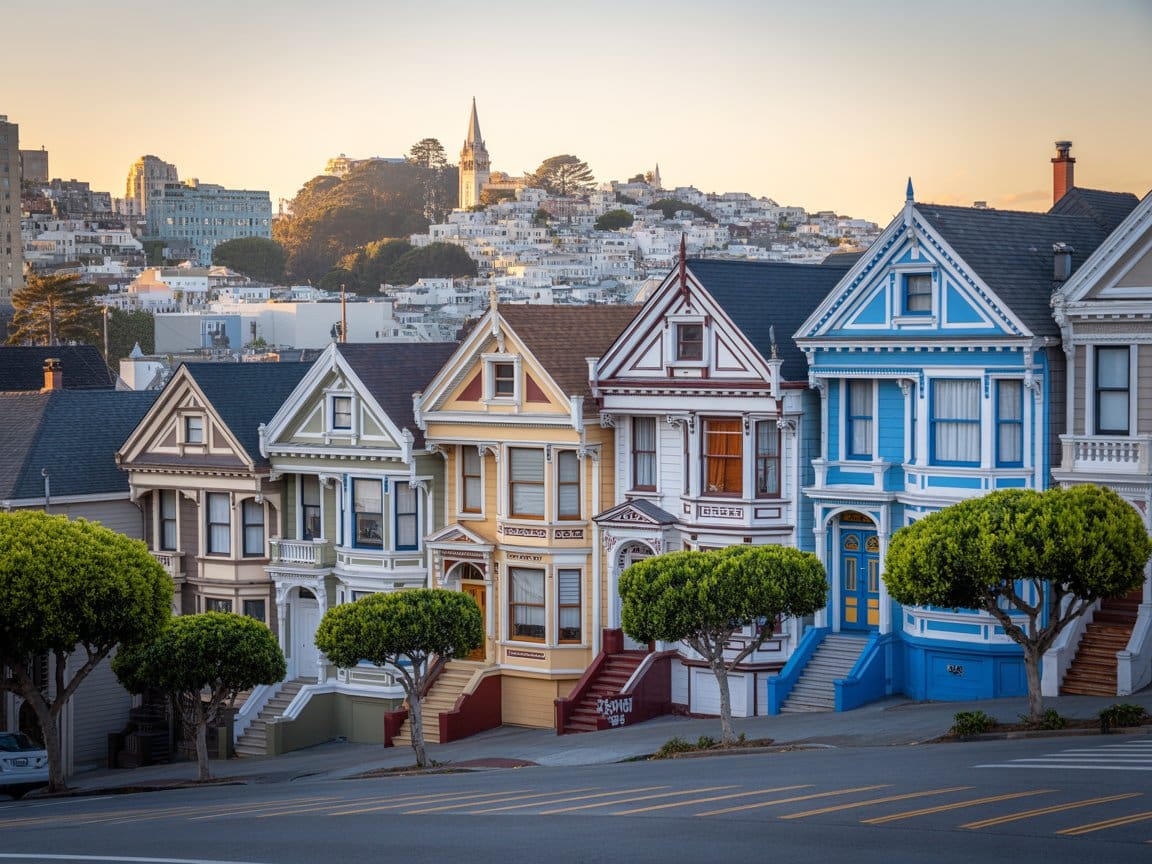 Shower installation San Francisco service area featuring Victorian Painted Ladies