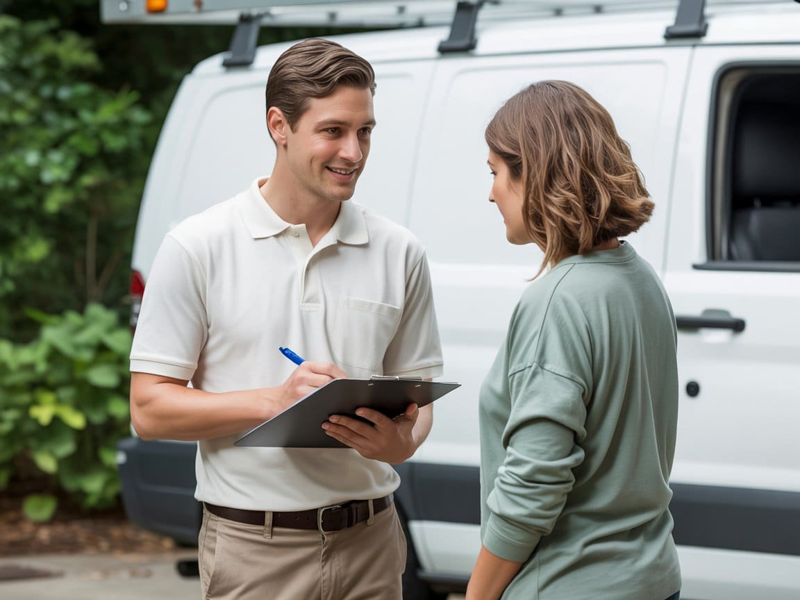 Water heater maintenance San Francisco technician discussing service options with local homeowner